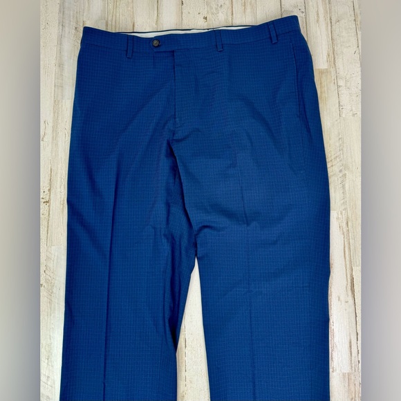 Ralph Ralph Lauren Dress Pants Mens 38x30 Navy Blue Pleated Trousers Tartan - Picture 3 of 10